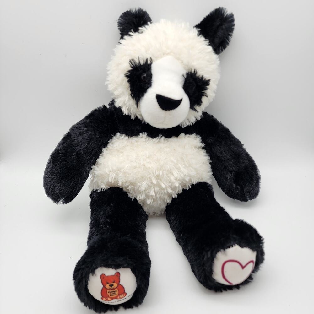 Phillips Love Bears Panda Plush Stuffed Animal Toy 18" Shaggy Fur Heart on Foot
